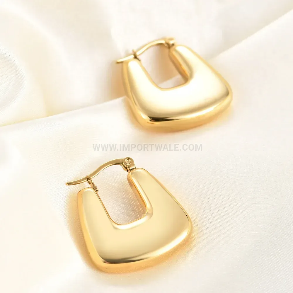 Chunky Hollow U Shaped Stainless Steel Hoop Earrings