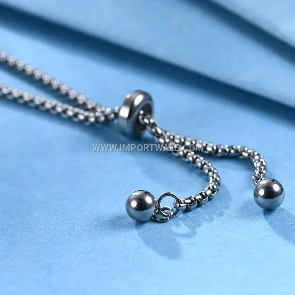 Adjustable Stainless Steel Pearl Station Chain Bracelet