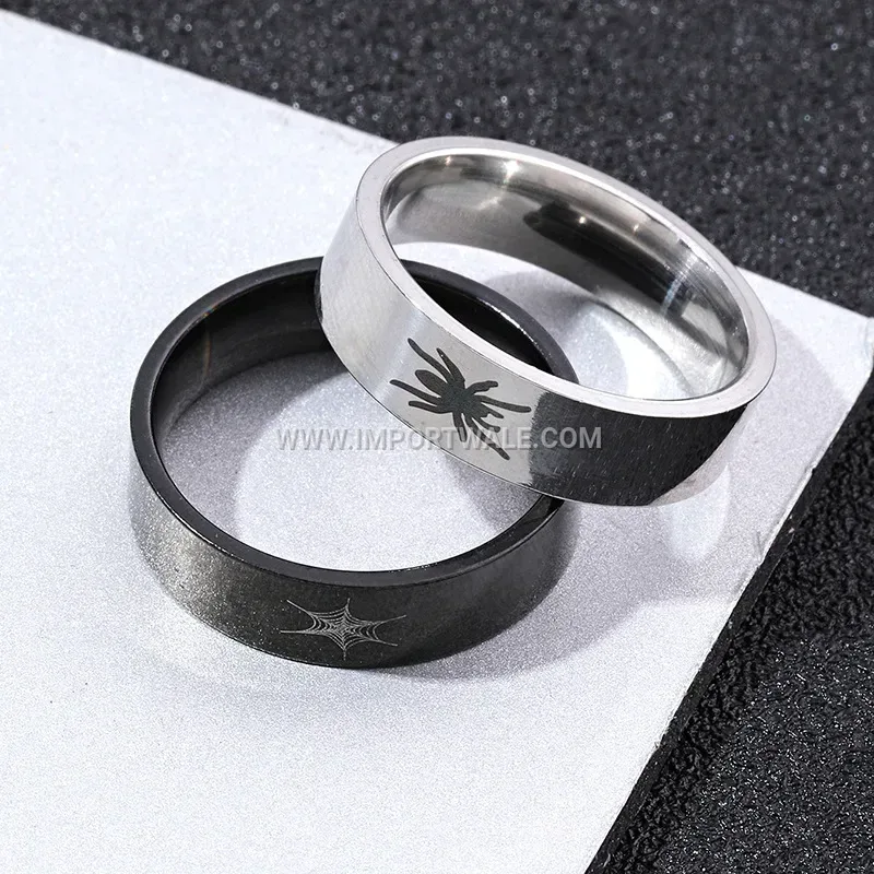 Stainless Steel Spider Web Matching Couple Ring
