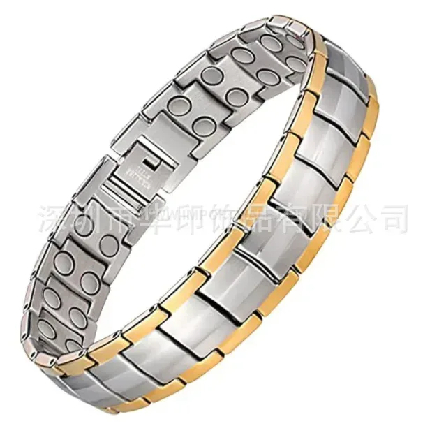 Classic Sleek Geometric Titanium Steel Bio Magnetic Link Bracelet