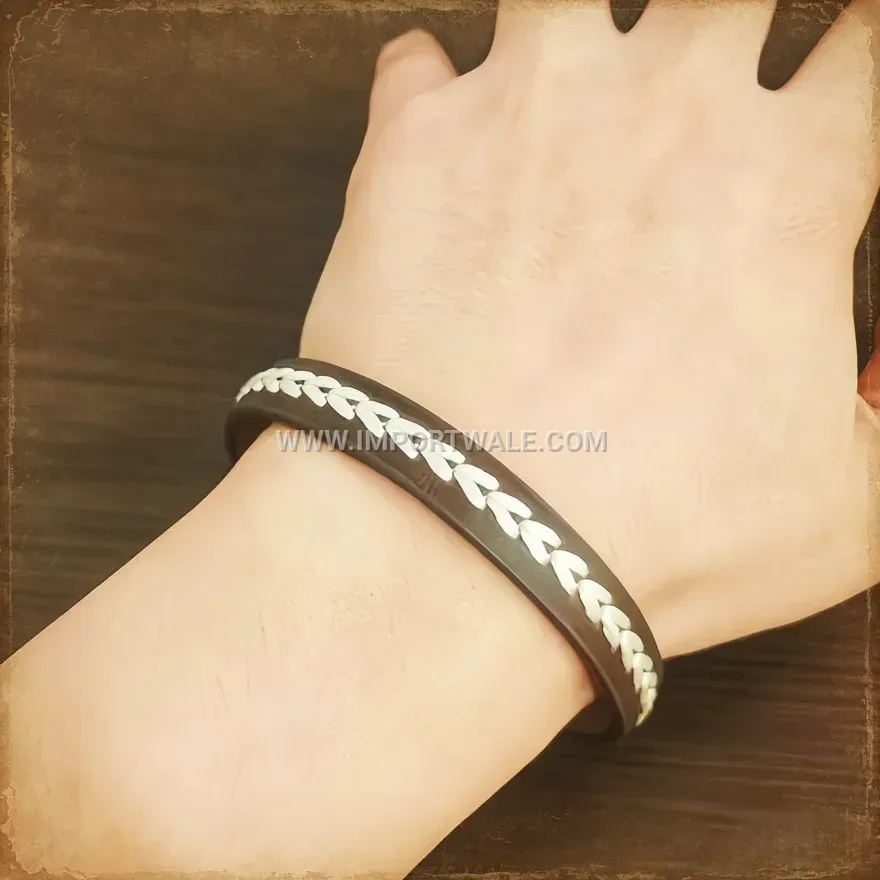 Minimalist Embroidered Woven Leather Daily Wristband Bracelet