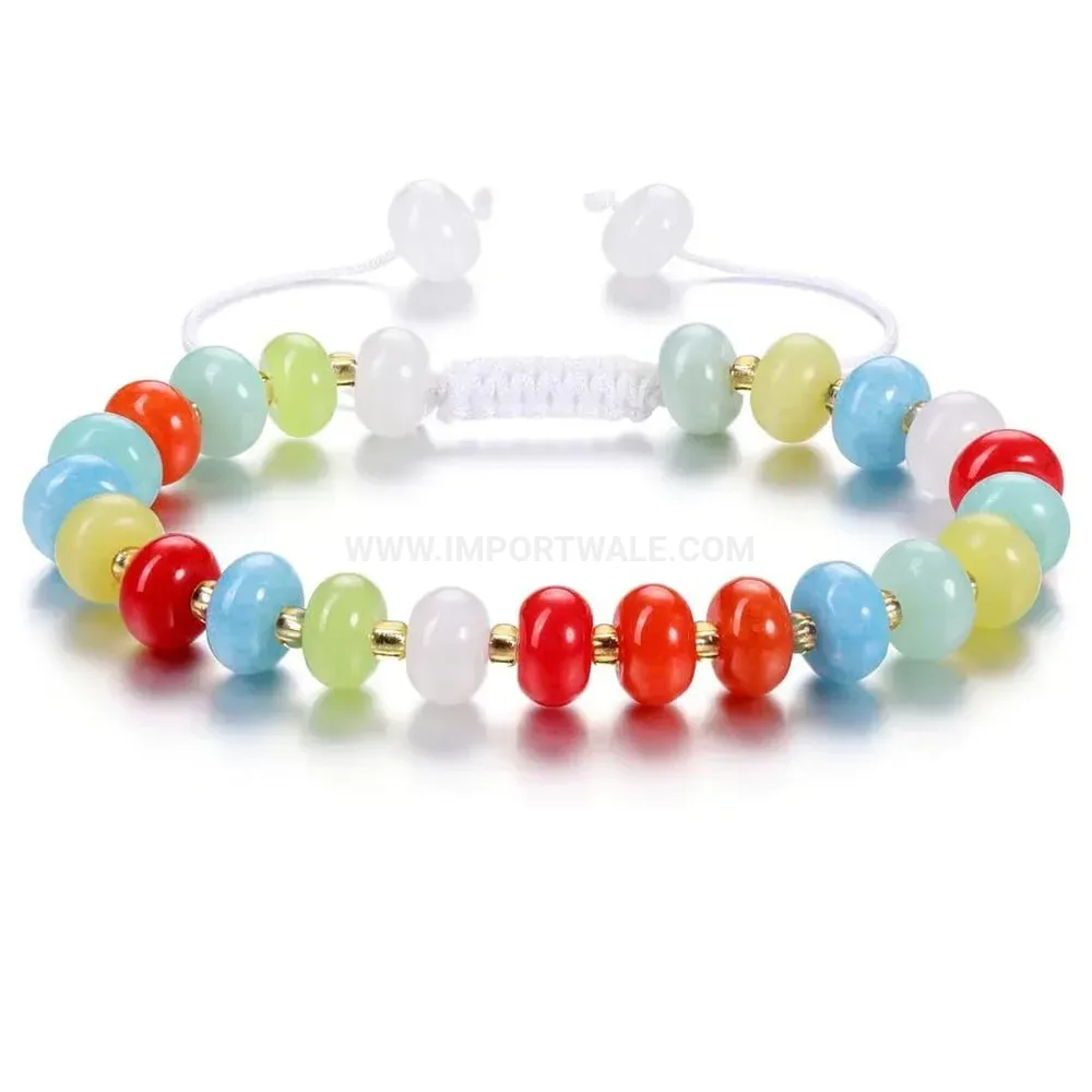Handwoven Stainless Steel and Natural Stone Beaded Bracelet