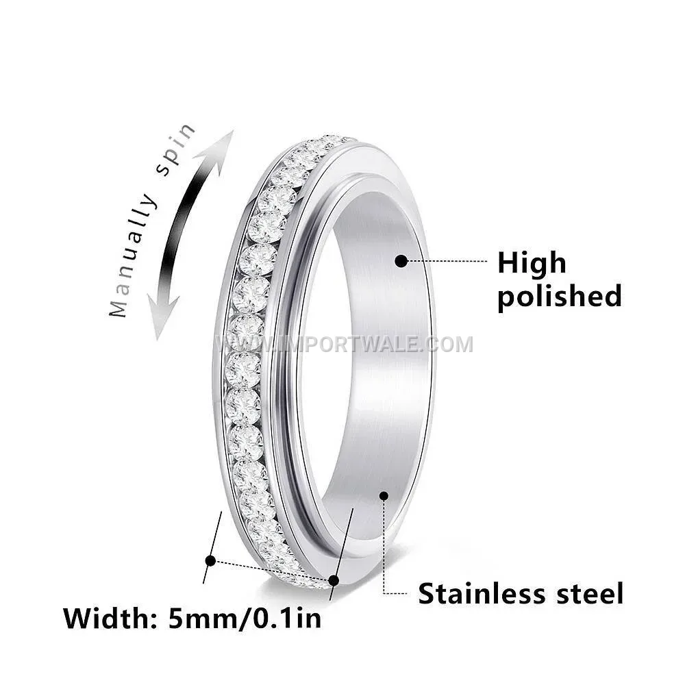 Rotating Stainless Steel Diamond Accent Band
