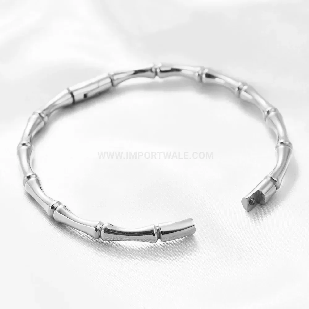 Trendy Bamboo Joint Stainless Steel Magnetic Bangle Bracelet