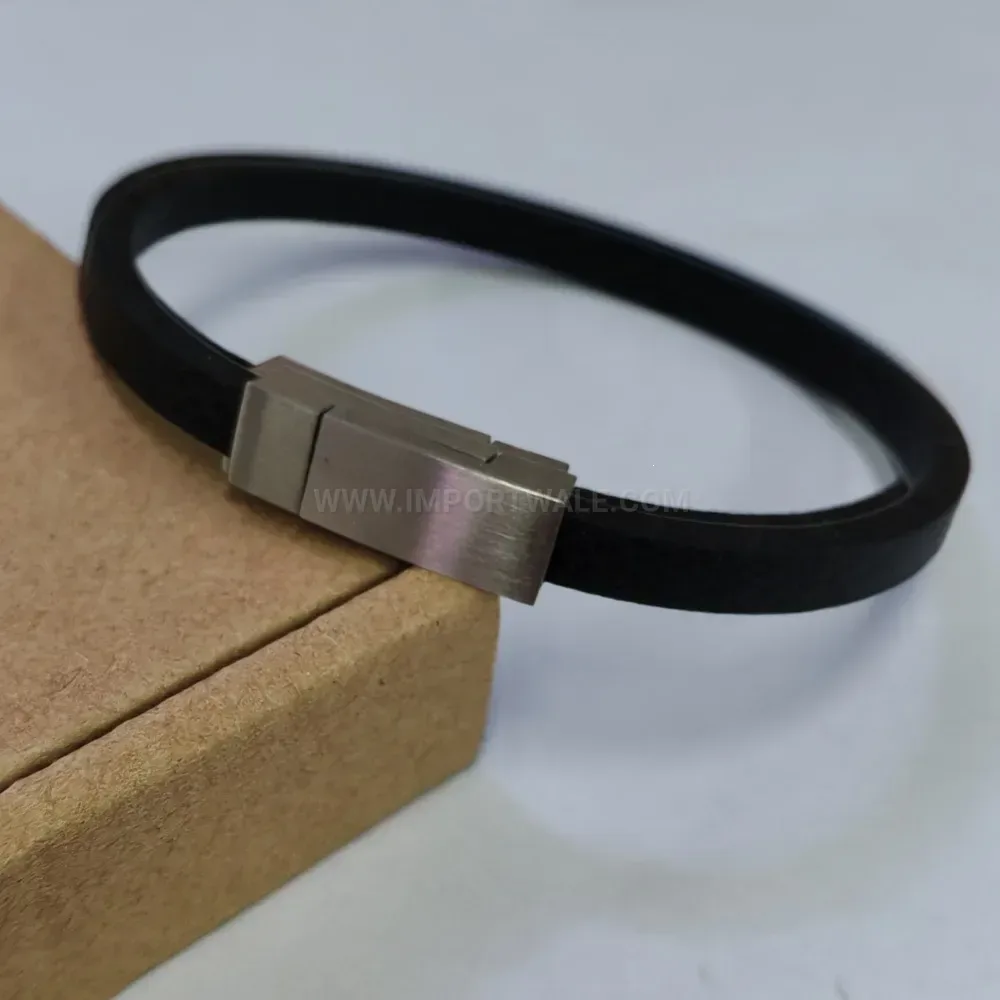 Minimalist Leather Band Bracelet with Stainless Steel Clasp