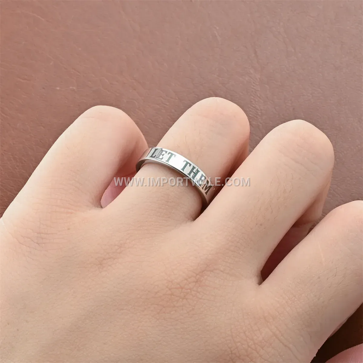 Engraved Stainless Steel Smooth Band Ring