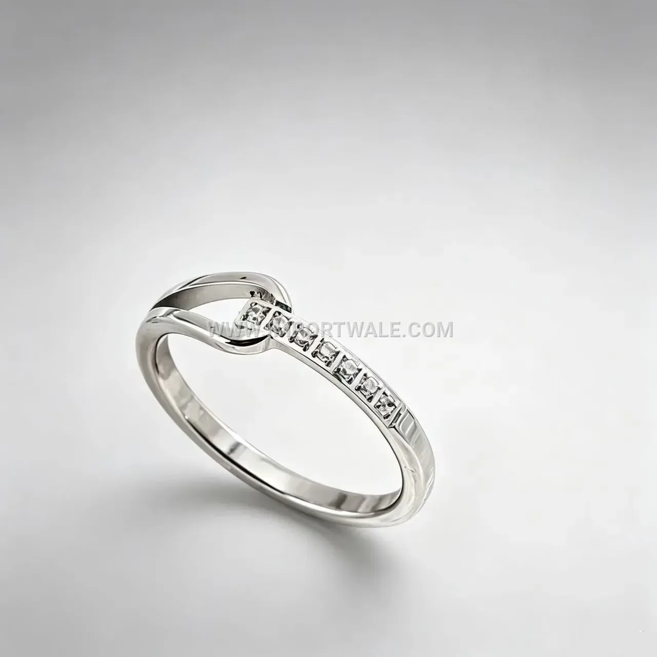 Geometric Cutout Stainless Steel Rhinestone Band Ring