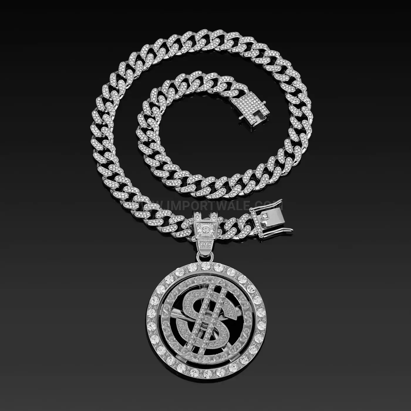 Rotating Dollar Sign Plaque Alloy Hip Hop Pendant