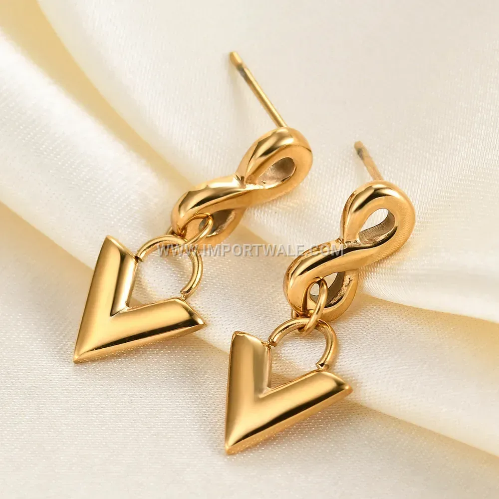 Geometrical Stainless Steel Infinity Loop Drop Earrings