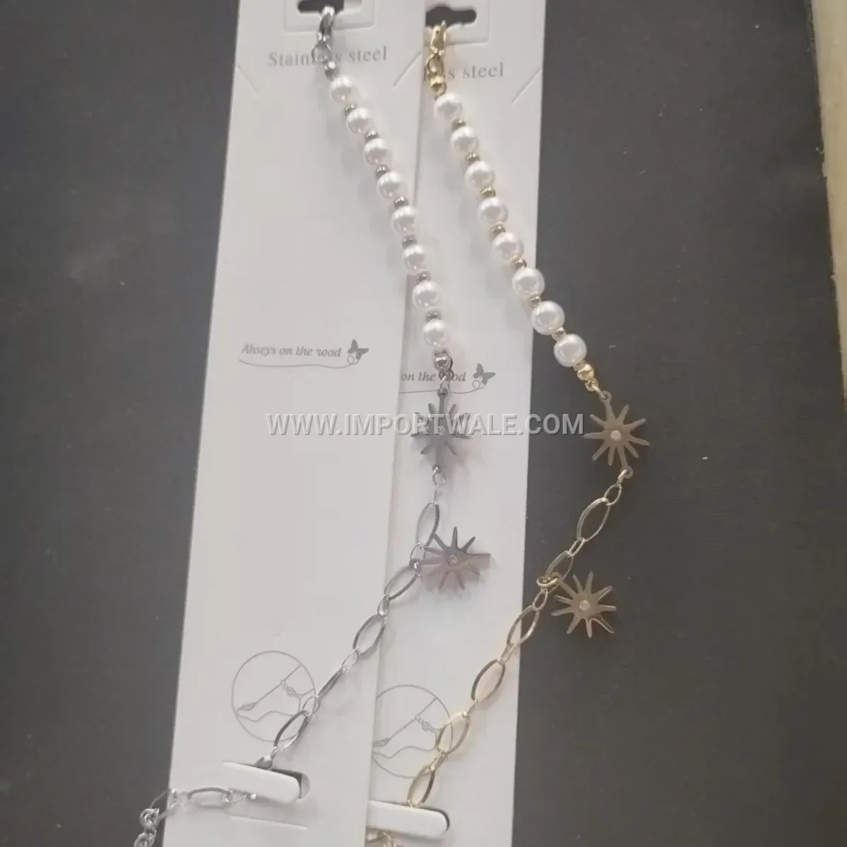 Eight Pointed Star Pearl Stainless Steel Anklet