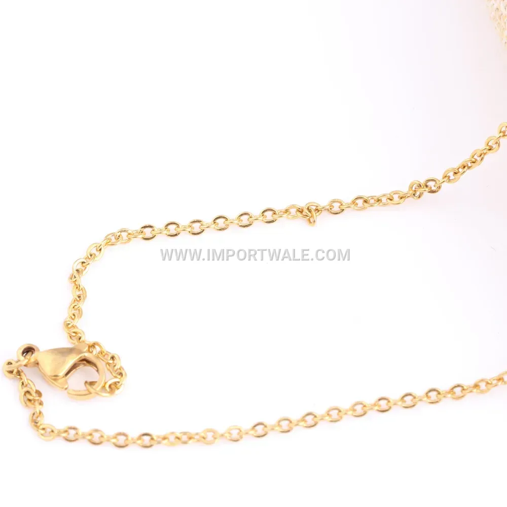 18K Gold Plated Stainless Steel Rectangular Zircon Inlaid Pendant Necklace
