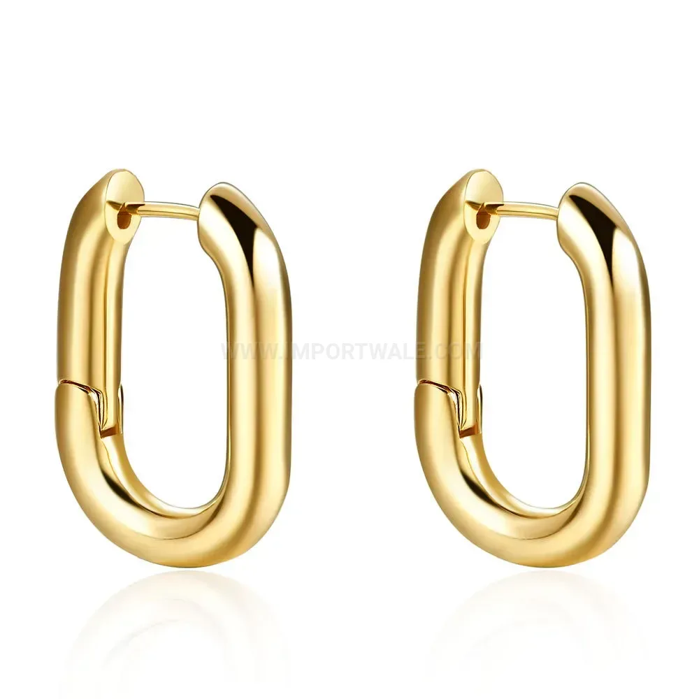 Premium Minimalist Gold Plated Copper U Shaped Hoop Earrings