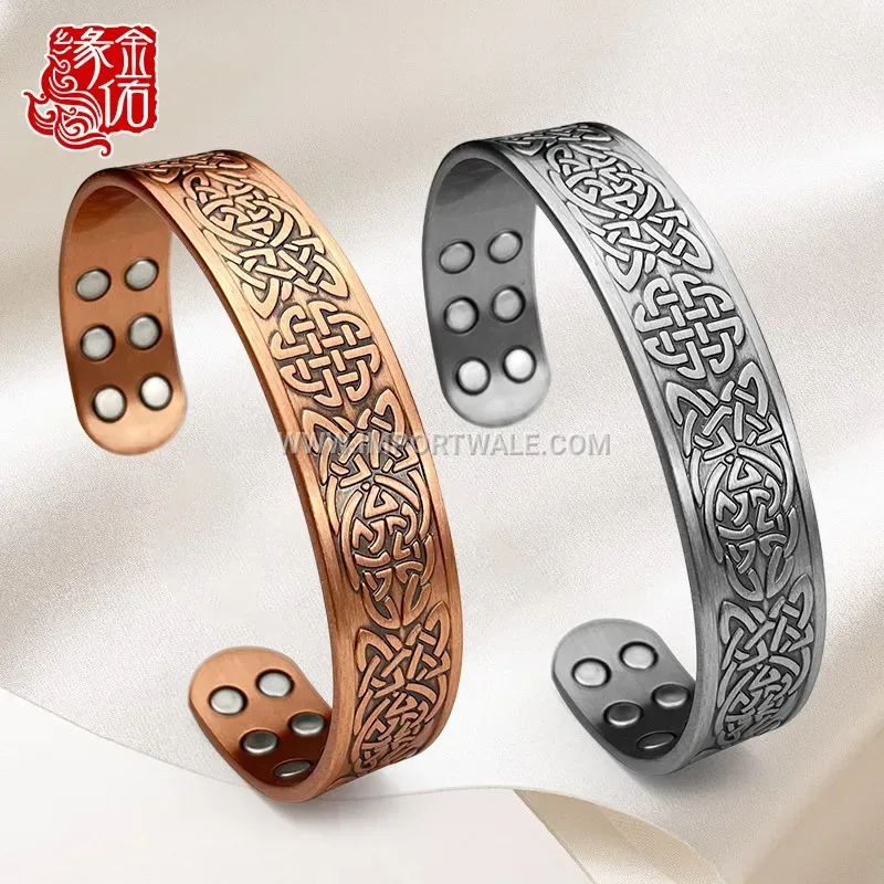 Axe Knot Electroplated Copper Magnetic Energy Cuff Bracelet