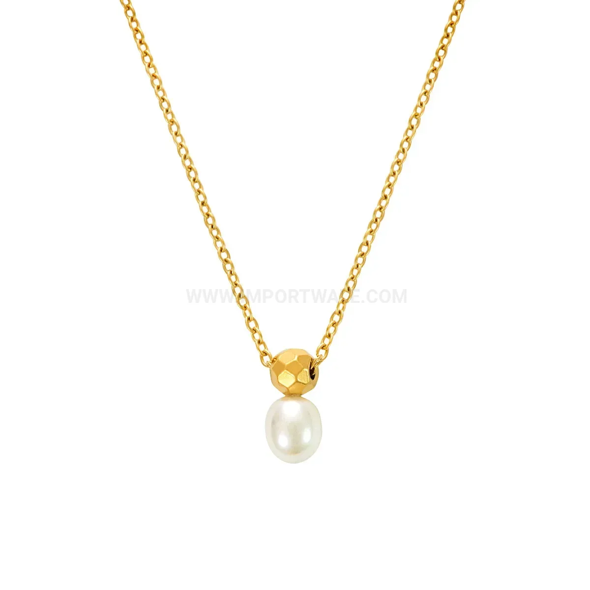Chic Luxe Pearl Accent Stainless Steel O-Chain Necklace
