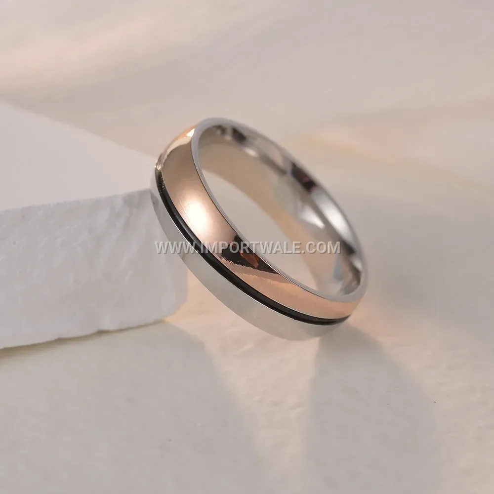 Stainless Steel Diagonal Line Electroplated Couple Ring Set