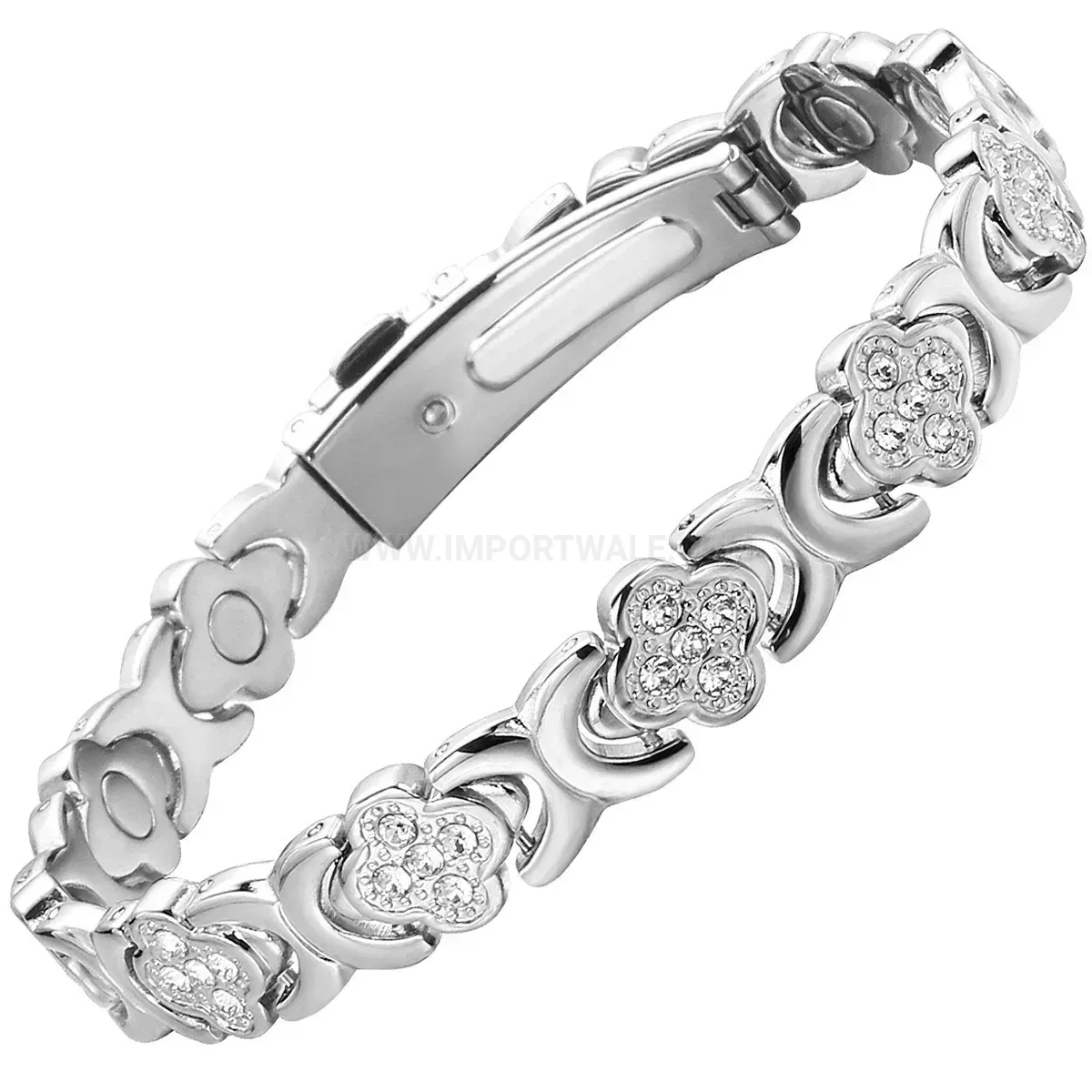 Fashion Clover Heart Rose Gold Copper Bio Magnetic Bracelet