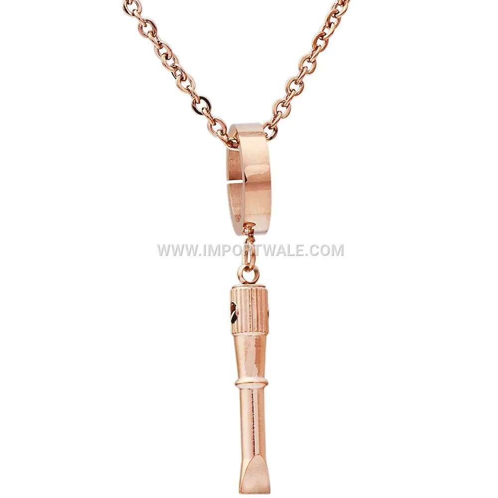 Gold Plated Stainless Steel Screwdriver Tool Pendant Charm Necklace
