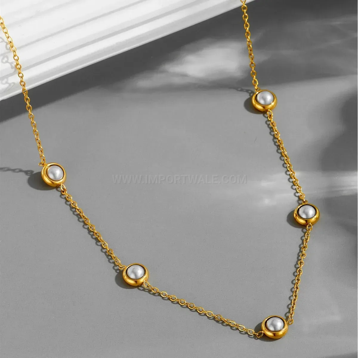 Elegant Feminine Pearl and Turquoise Titanium Steel Jewelry Collection