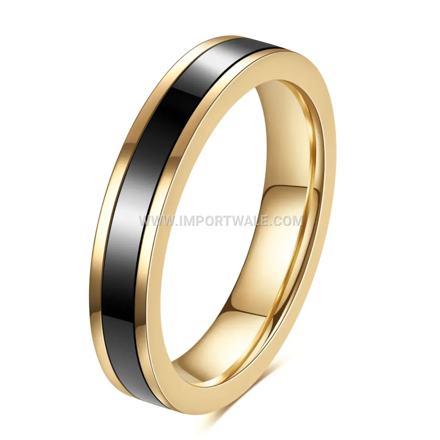 Single Groove Stainless Steel Ceramic Band Ring