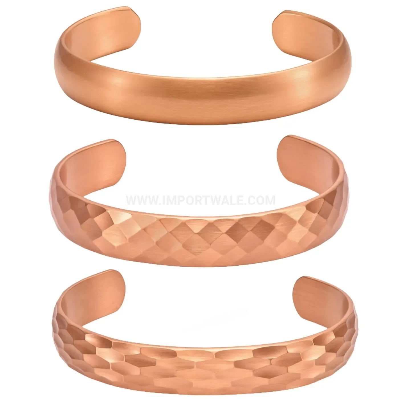 Geometric Pattern Red Copper Open Bio Cuff Bracelet