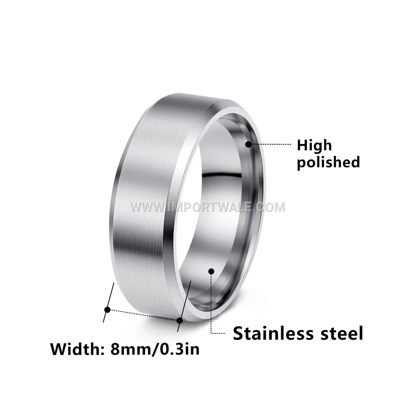 Matte Stainless Steel Geometric Band Ring