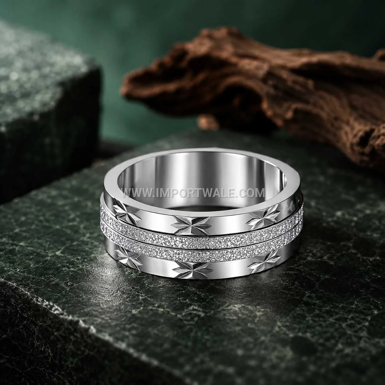 Frosted Sandblast Titanium Steel Spinner Band Ring