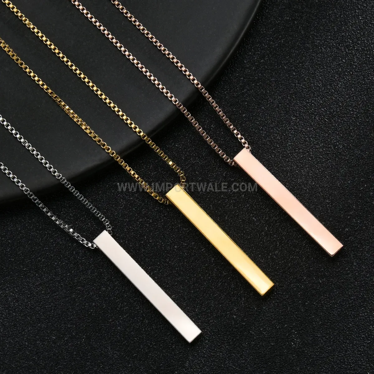 Geometric Vertical Bar Pendant Stainless Steel Unisex Necklace