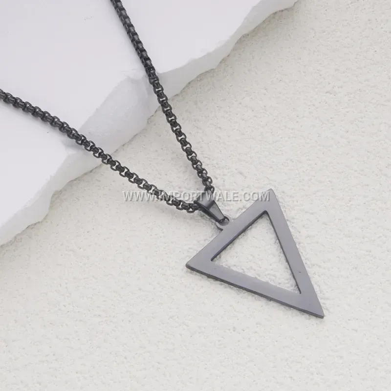 Geometric Triangle Pendant Stainless Steel Men Necklace