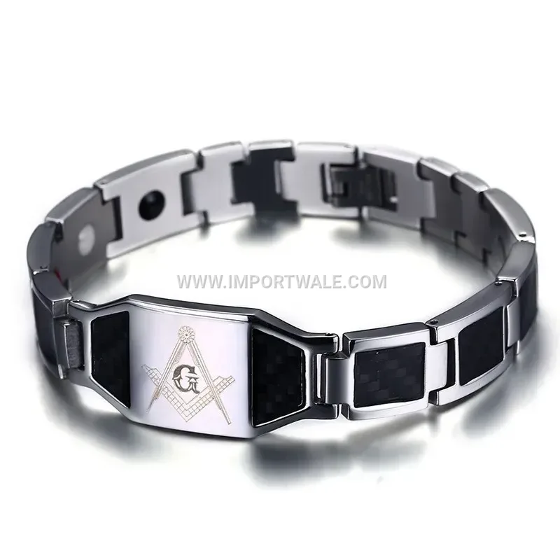 Men's Titanium Steel Carbon Fiber Magnetic Link Bracelet