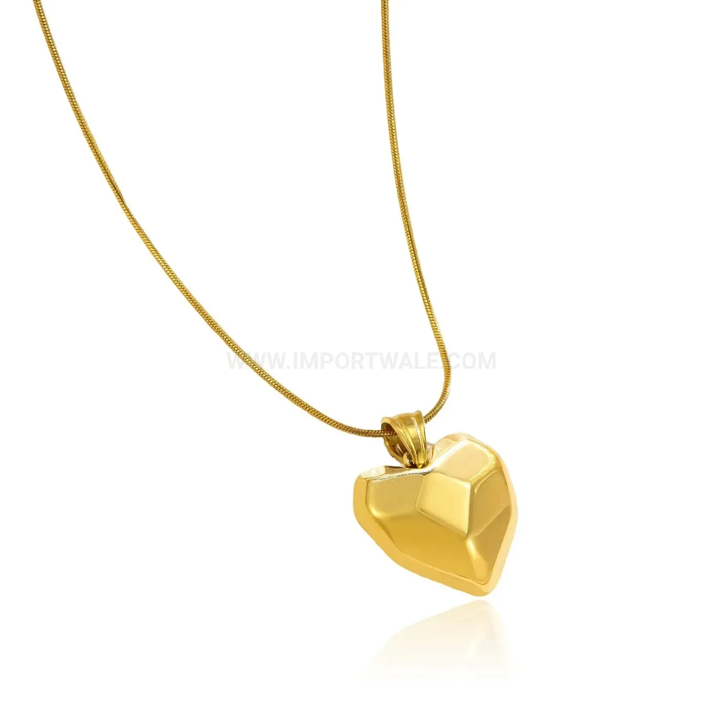 Designer Gold-Plated Stainless Steel Geometric Heart Pendant Necklace