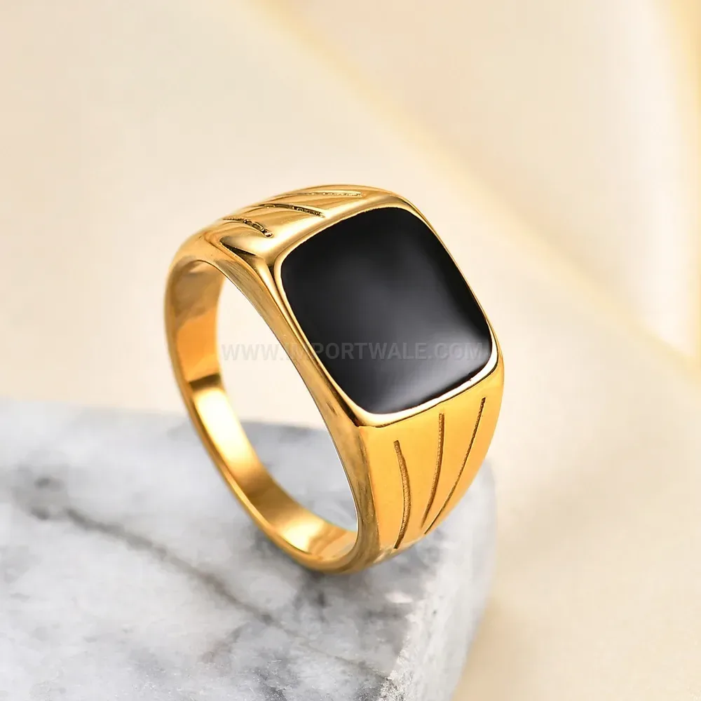 Elegant Geometric Shell Inlay Stainless Steel Statement Ring