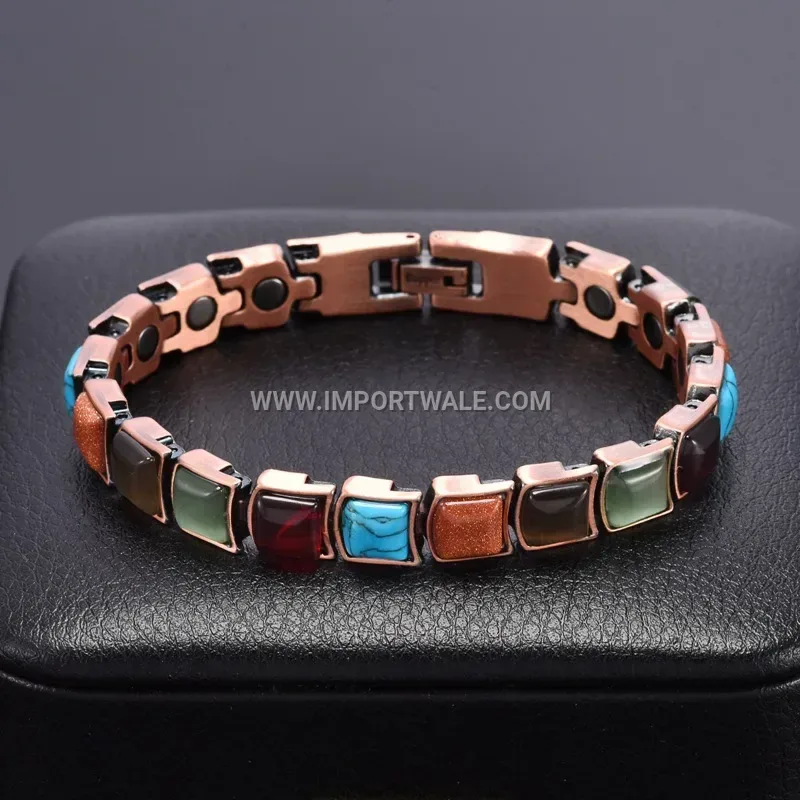 Vintage Faux Turquoise Copper Magnetic Bracelet for Women
