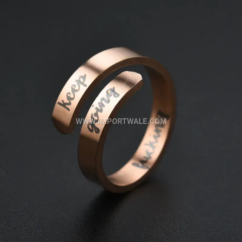 Engraved Stainless Steel Motivational Statement Band Ring