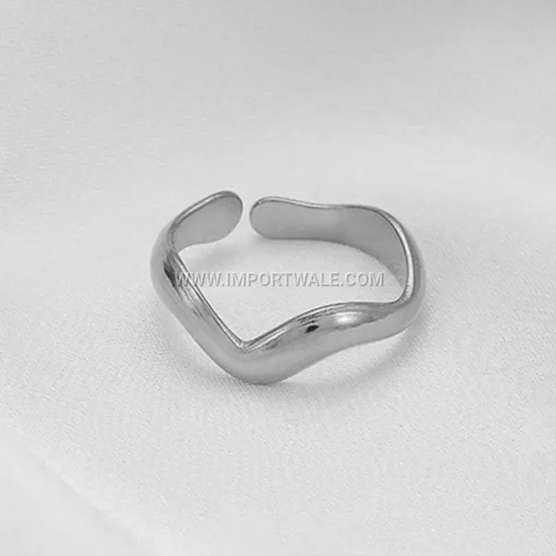 Wavy Pressed Texture Open Stainless Steel Ring