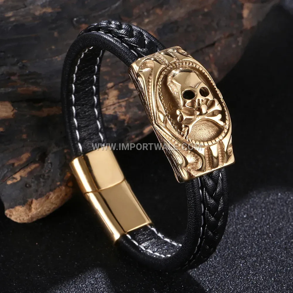 Gold Plated Stainless Steel Hematite Ceramic Adjustable Bracelet