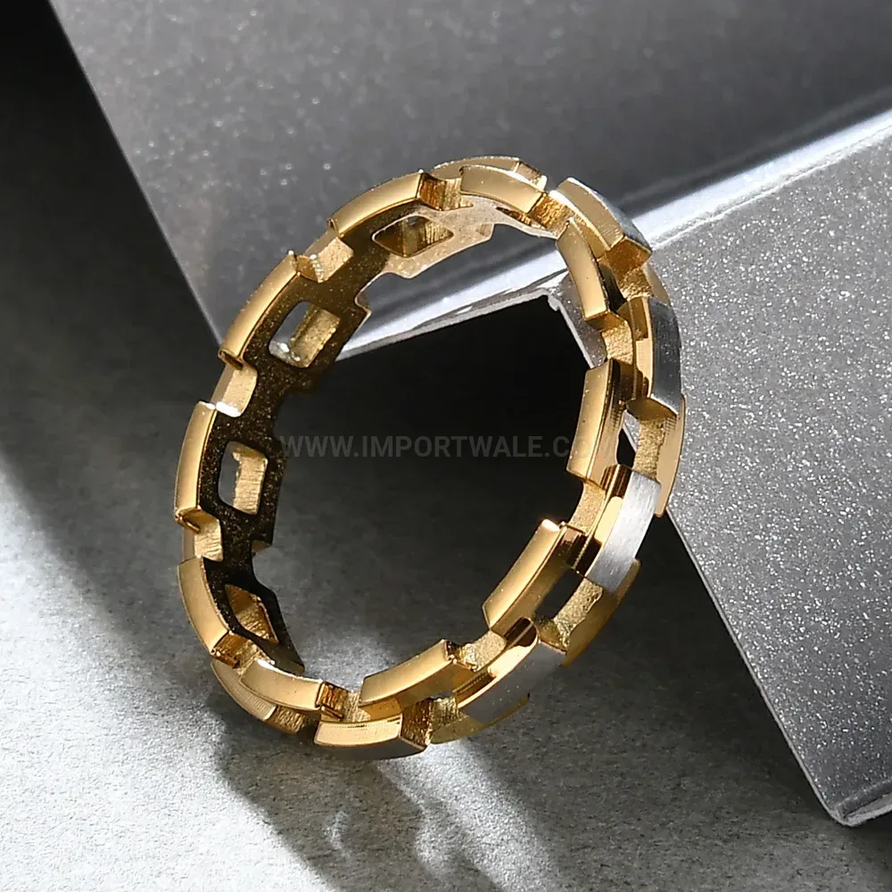 Premium Gold Plated Cutout Cross Stainless Steel Ring