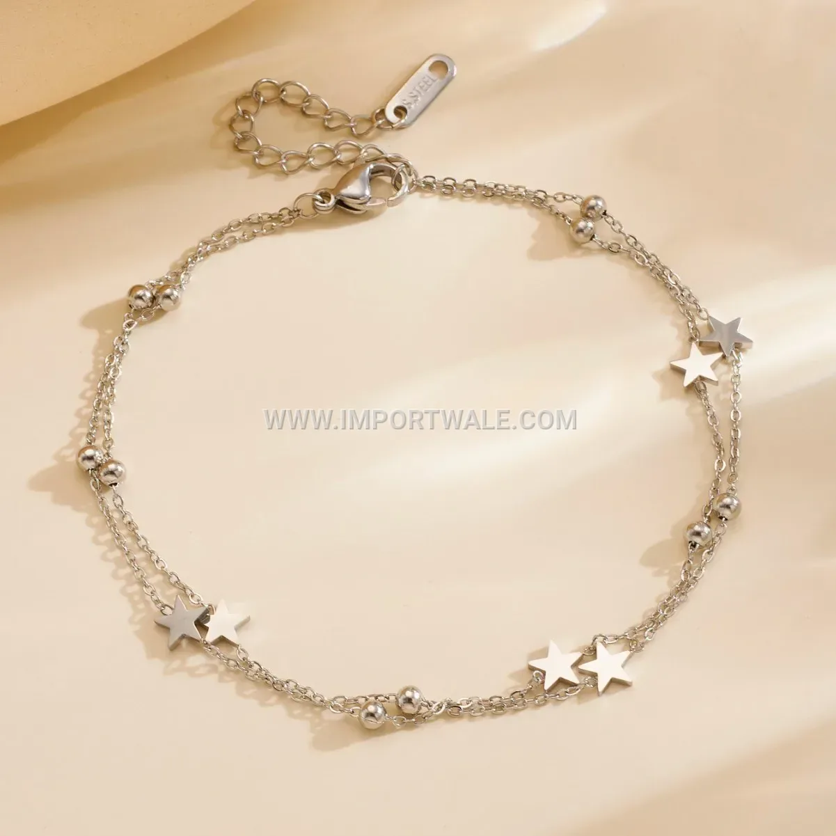 Double Layer Stainless Steel Star Dangle Anklet