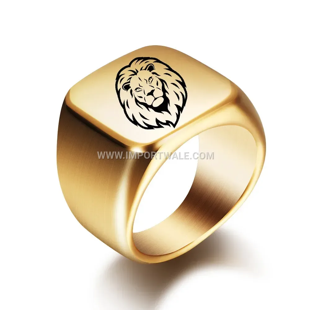 Laser Engraved Stainless Steel Lion Head Band