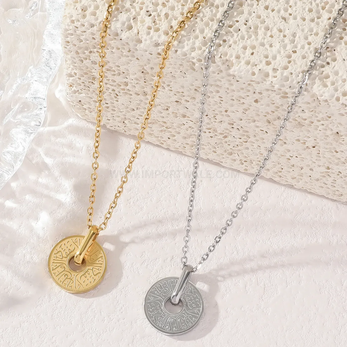 Designer Stainless Steel Arabic Calligraphy Verse Pendant Necklace