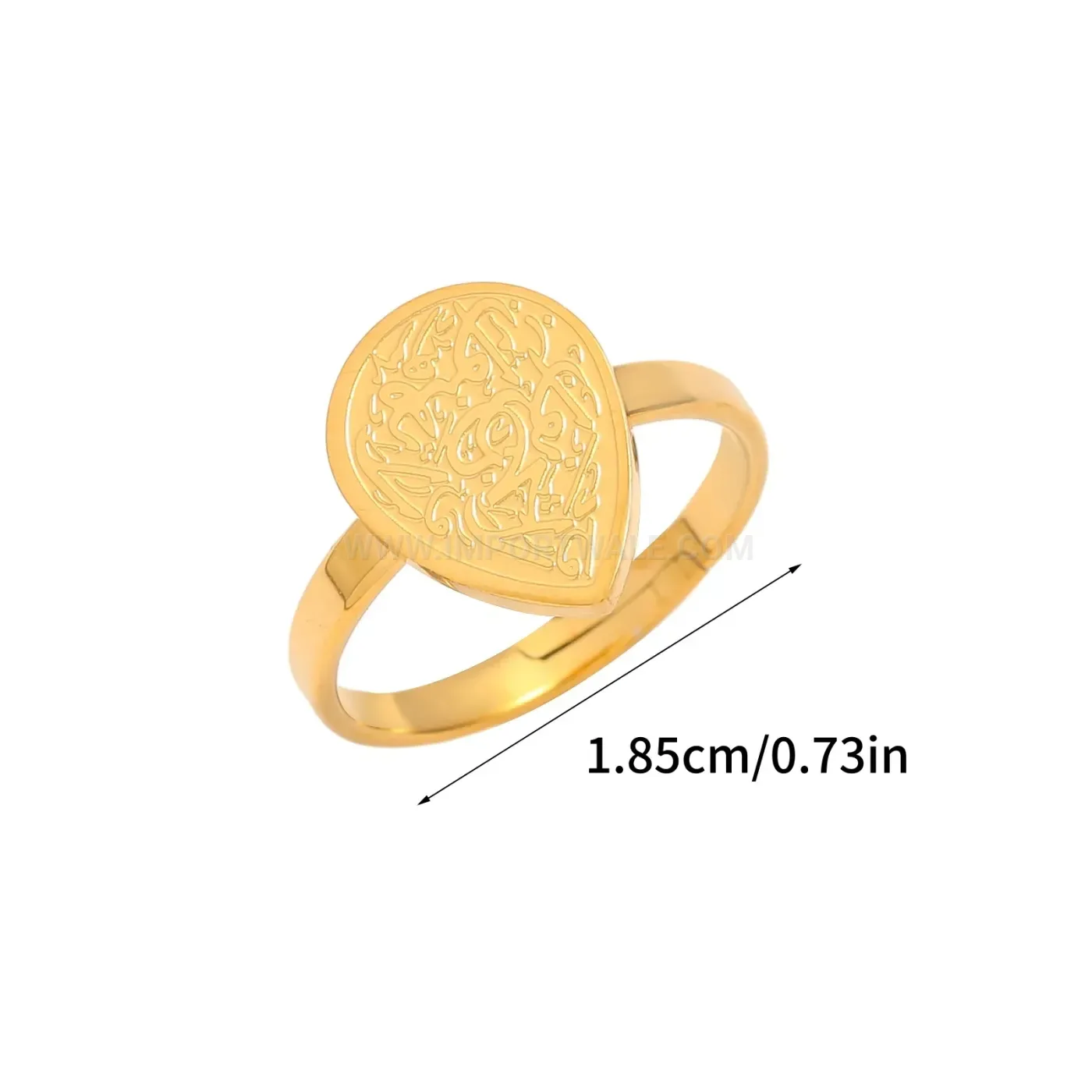 Bold Stainless Steel Waterdrop Arabic Calligraphy Religious Islamic Ring