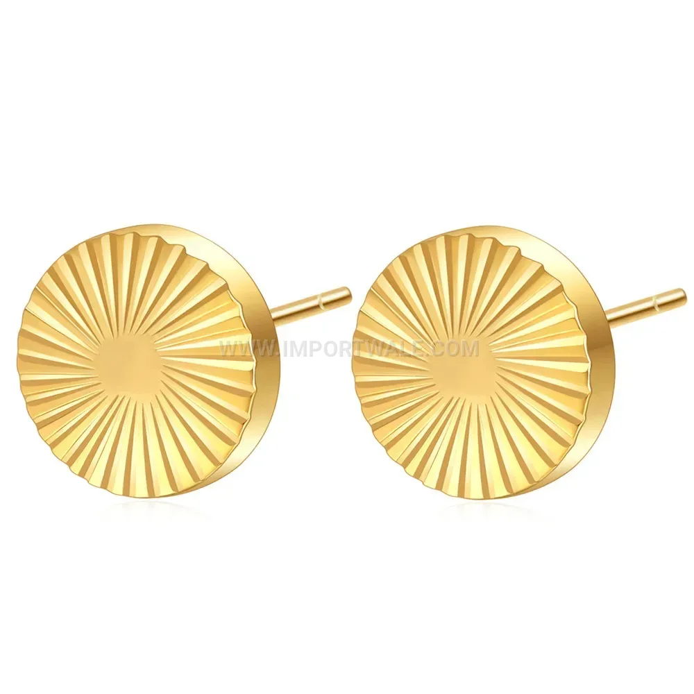 Sunburst Pattern Circular Stainless Steel Stud Earrings