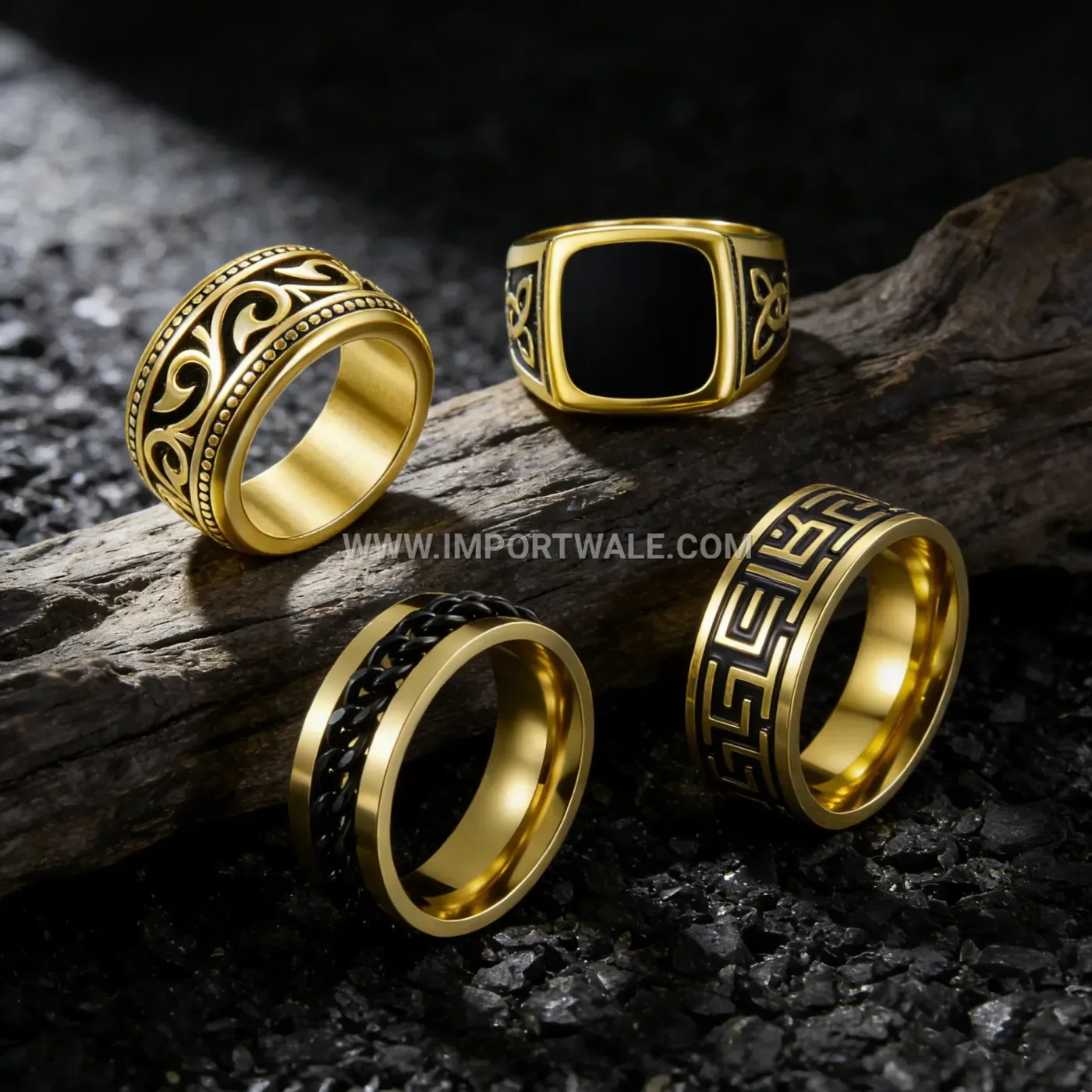 Vintage Punk Decompression Stainless Steel Ring Set