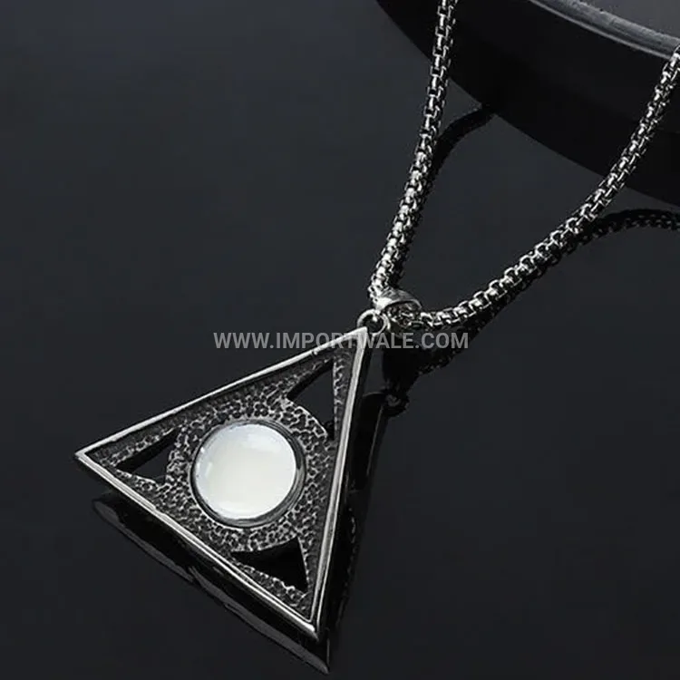 Stainless Steel Evil Eye Triangular Pendant
