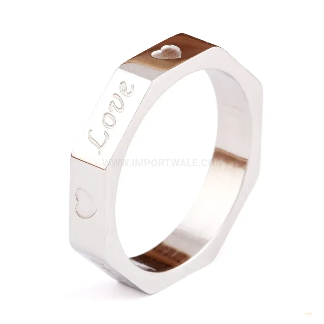 Designer Geometric Square Stainless Steel Ring with LOVE Heart Motif