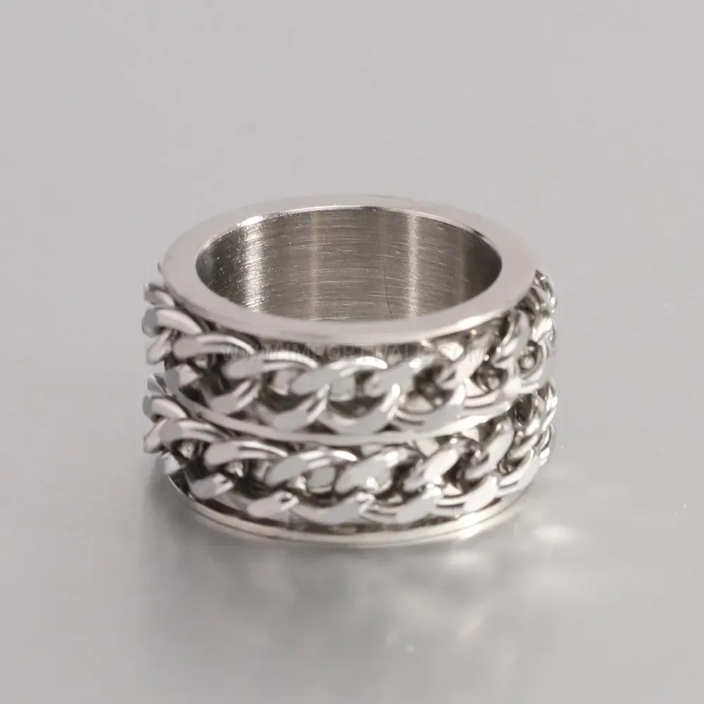 Bold Vintage Double Row Chain Link Stainless Steel Band