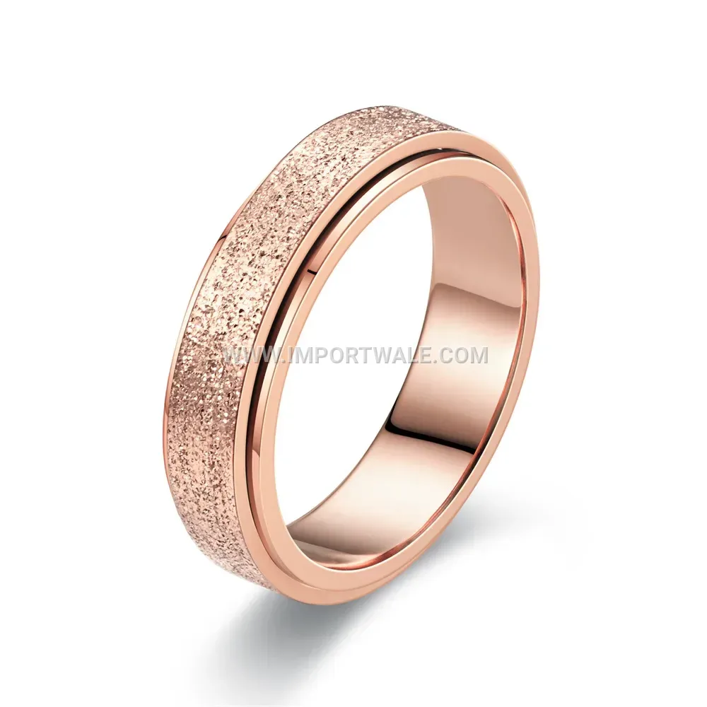 Frosted Sand Finish Stainless Steel Rotatable Band Ring