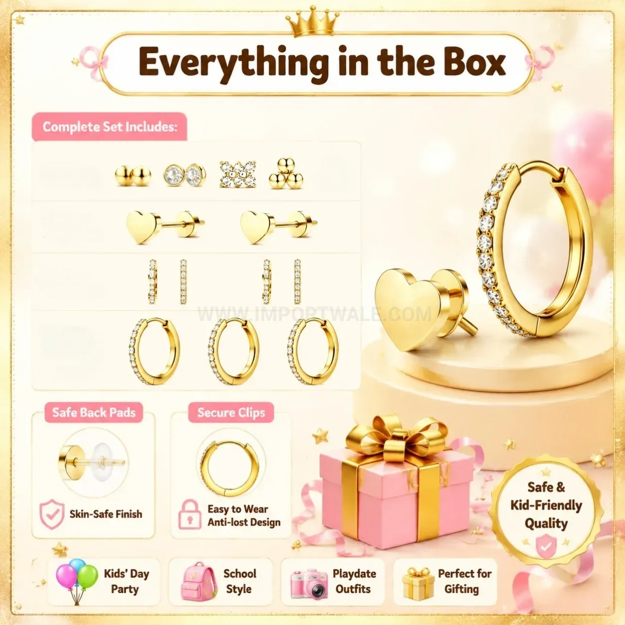 Bold Minimalist Stainless Steel Heart and Flower Piercing Stud Earring Set