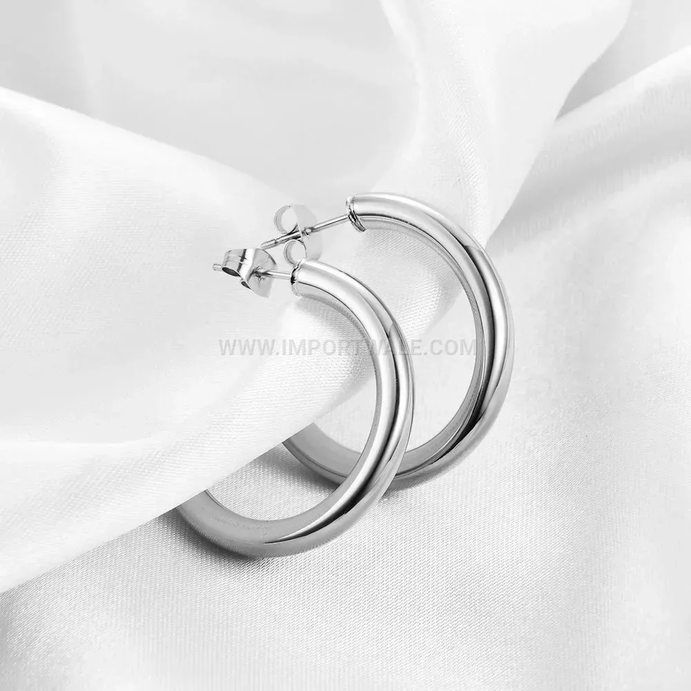 Minimalist 18K Gold Plated Stainless Steel C Shape Hoop Earrings 32mm