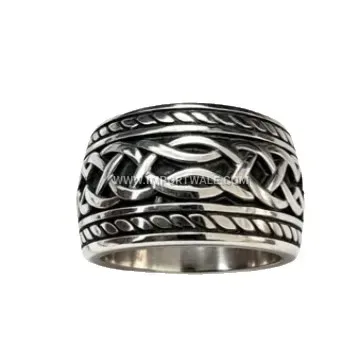 Men's Polished Titanium Steel Geometric Band Ring
