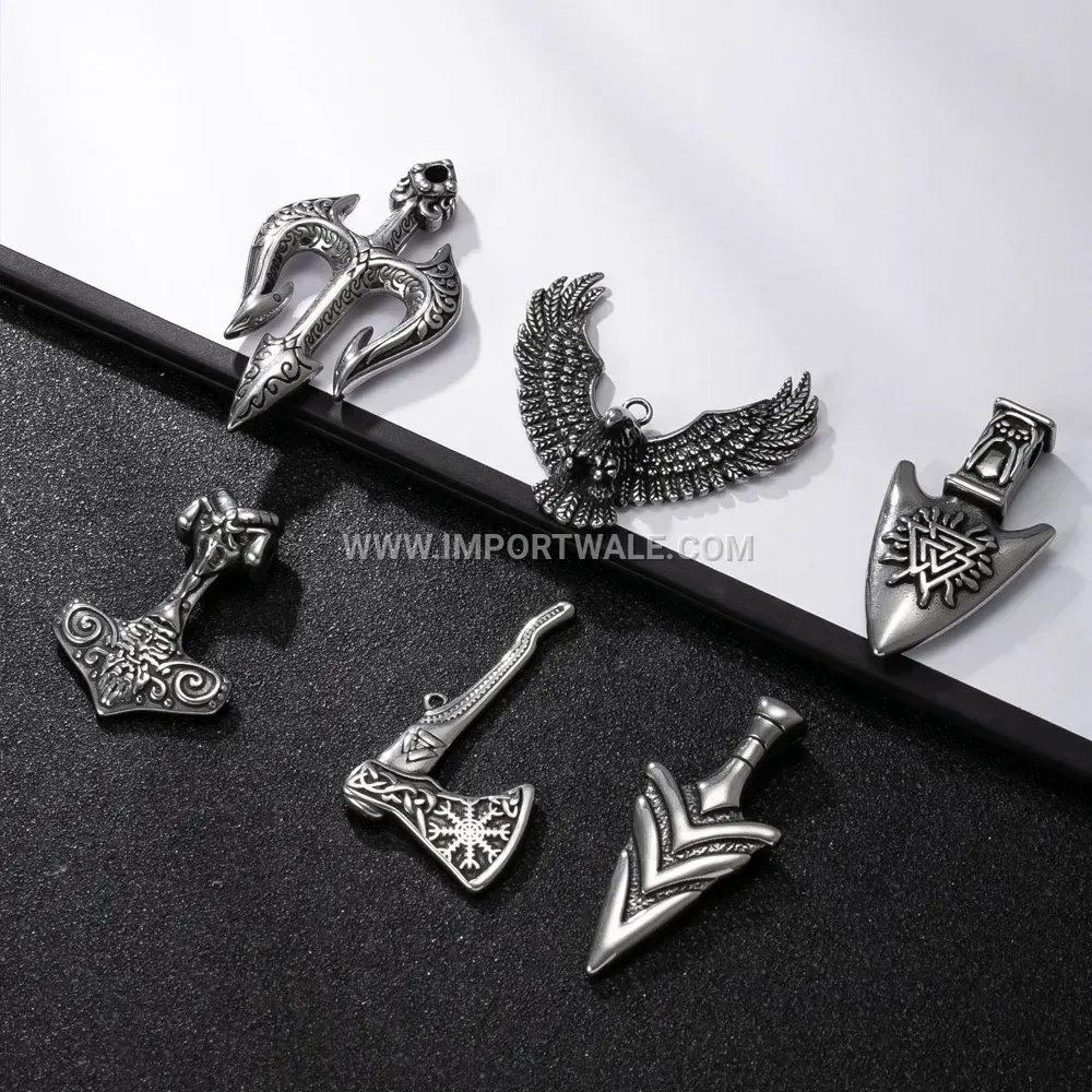 Cast Stainless Steel Arrow Anchor Pendant for Men